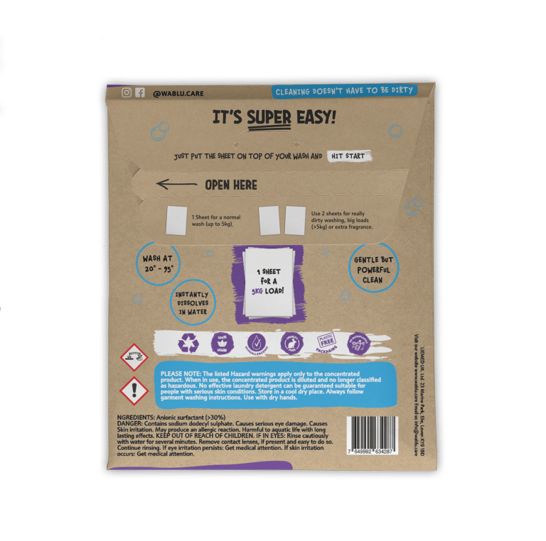 24 Sensitive Fragrance Free Laundry Sheets WABLU Laundry Sheets